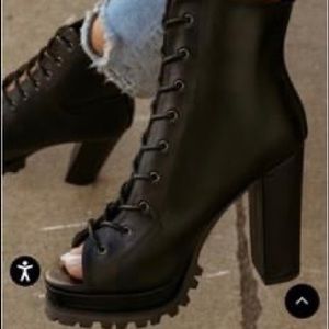 Peep Toe Combat Style Boot